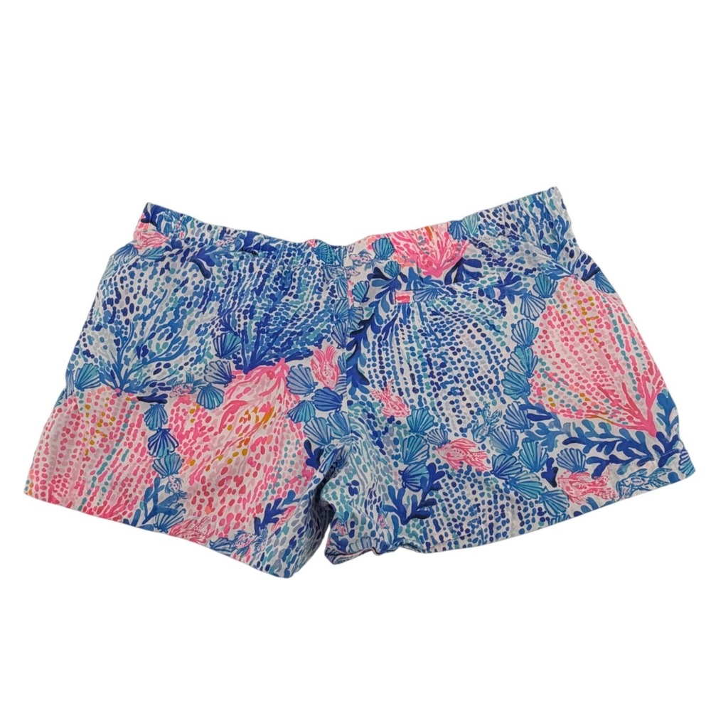 Lilly Pulitzer Shorts Callahan Coral Reef Print XL Blue Pink Womens Summer Beach